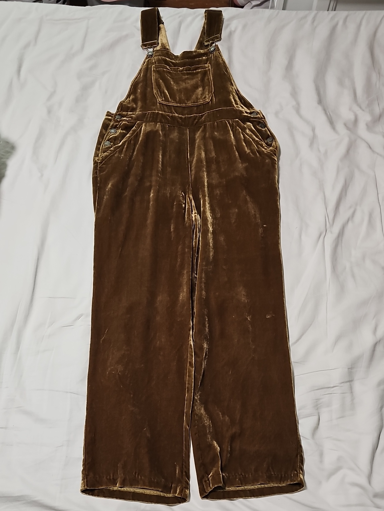 Faherty Silk Velvet Mechanic Overalls Breen Brown Gold Women's Size Small